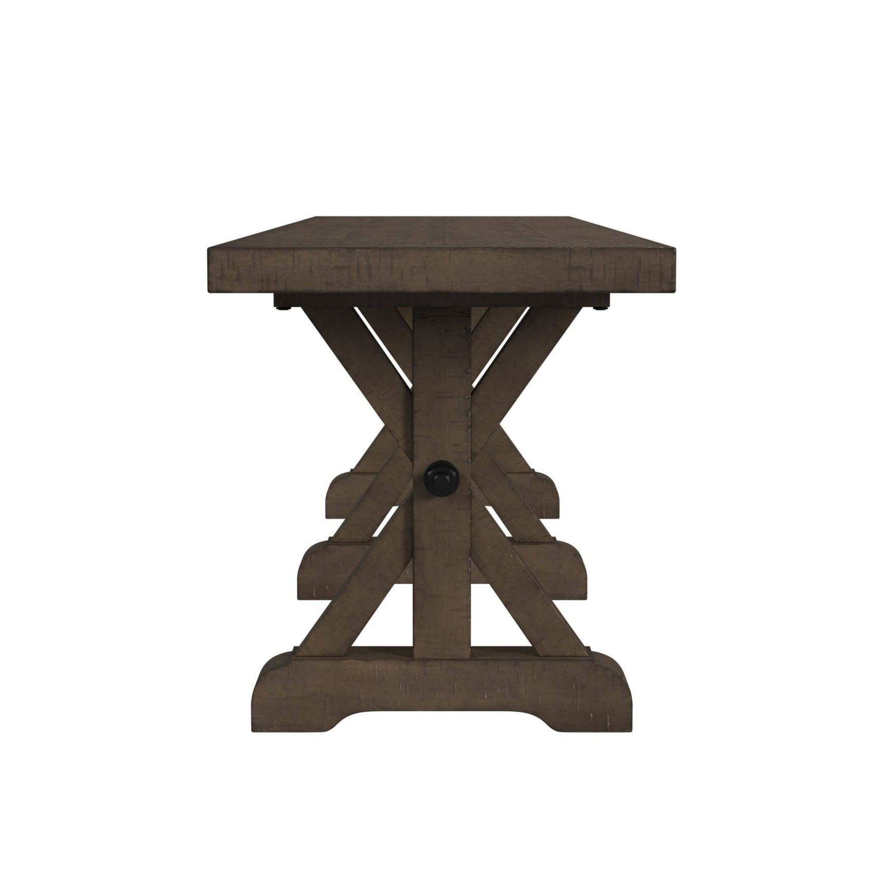 Yellowstone Dining Bench with Metal Bar cross in Medium Brown - Tampa Furniture Outlet