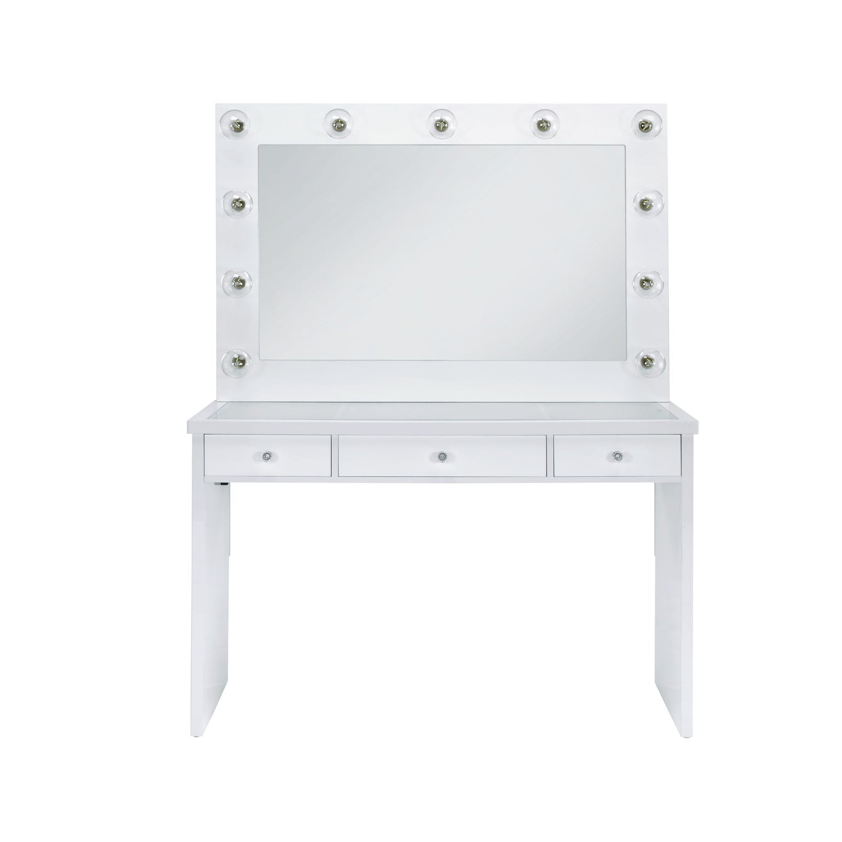 Ariana - Complete Vanity With Lightbulbs - Glossy White - Tampa Furniture Outlet
