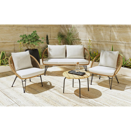 Grace - 4 Piece Outdoor Seating Set - Beige / Natural - Tampa Furniture Outlet