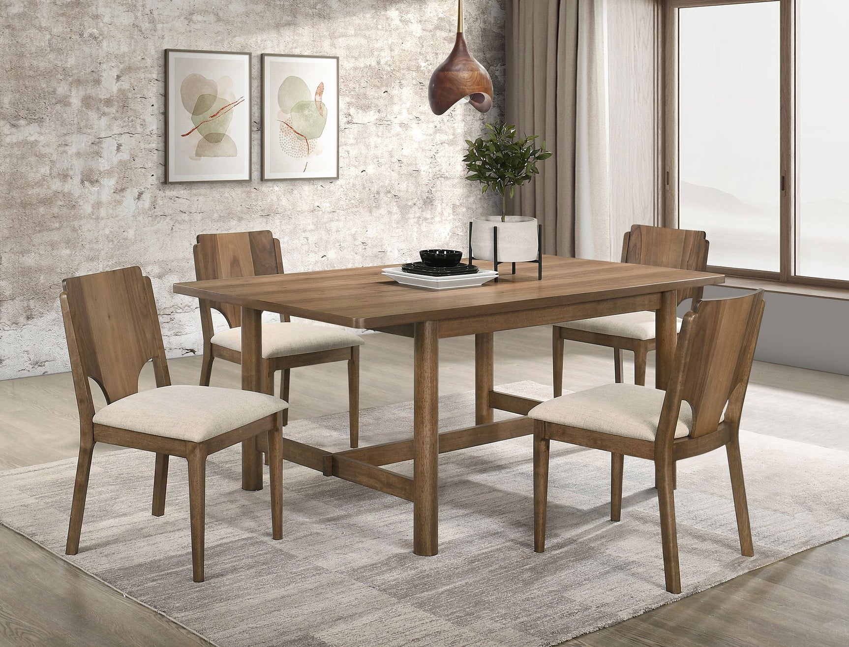 Crestmore 5-piece Rectangular Dining Table Set Walnut - Tampa Furniture Outlet