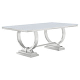 Antoine Rectangular 95-inch Glass Top Dining Table White - Tampa Furniture Outlet