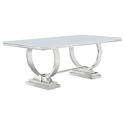 Antoine Rectangular 95-inch Glass Top Dining Table White - Tampa Furniture Outlet