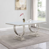 Antoine Rectangular 95-inch Glass Top Dining Table White - Tampa Furniture Outlet