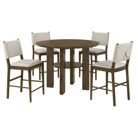 Ottowa 5-piece Round Counter Height Dining Room Set Brown - Tampa Furniture Outlet