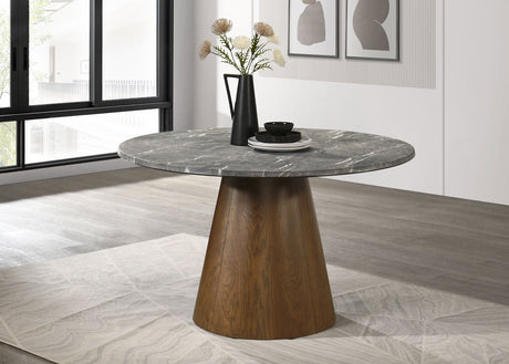 Franklin 50-inch Round Dining Table Grey and Dark Oak - Tampa Furniture Outlet