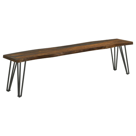 Neve Live Edge Wood Dining Bench Hairpin Legs Grey Sheesham - Tampa Furniture Outlet