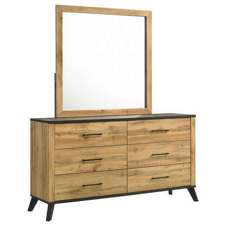 Kaywood 6-drawer Dresser and Mirror Natural Pine - Tampa Furniture Outlet