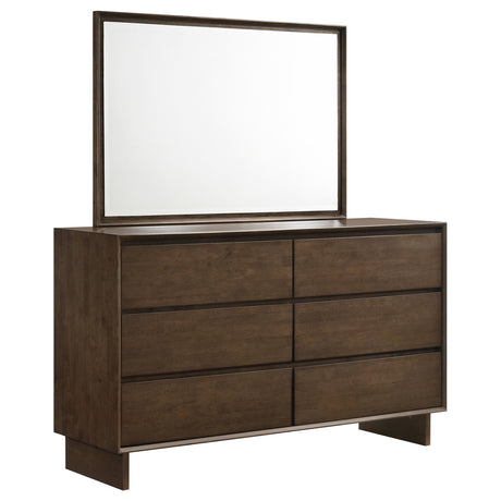 Glenwood 6-drawer Dresser and Mirror Warm Brown - Tampa Furniture Outlet