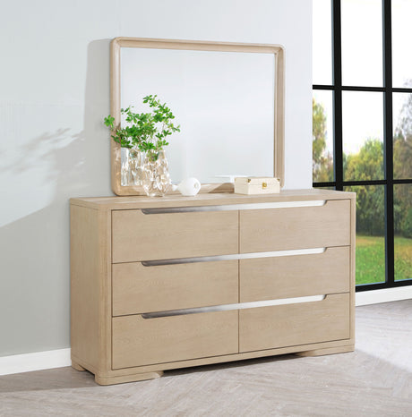 Ladera 6-drawer Bedroom Dresser and Mirror Light Elm - Tampa Furniture Outlet