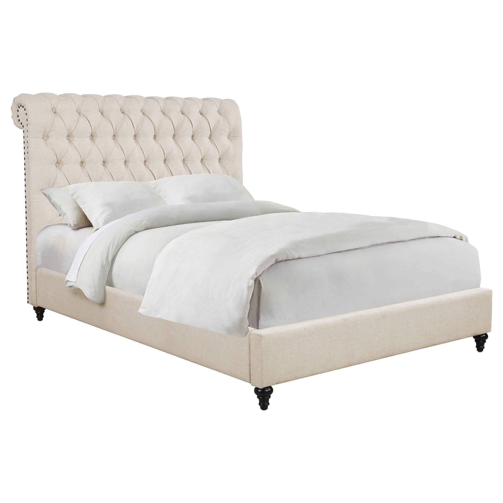 Devon 57-inch Upholstered Queen Panel Bed Beige - Tampa Furniture Outlet