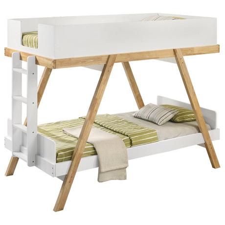 Frankie Twin Over Twin Bunk Bed with 7-inch Mattresses White - Tampa Furniture Outlet