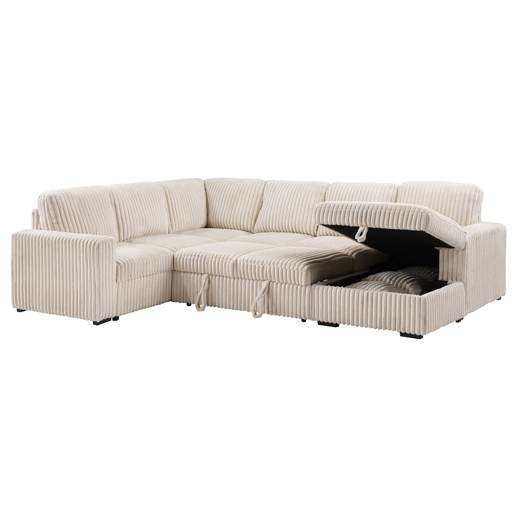 Devonshire Sleeper Sectional Sofa Storage Chaise Camel - Tampa Furniture Outlet