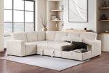 Devonshire Sleeper Sectional Sofa Storage Chaise Camel - Tampa Furniture Outlet