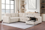 Devonshire Sleeper Sectional Sofa Storage Chaise Camel - Tampa Furniture Outlet