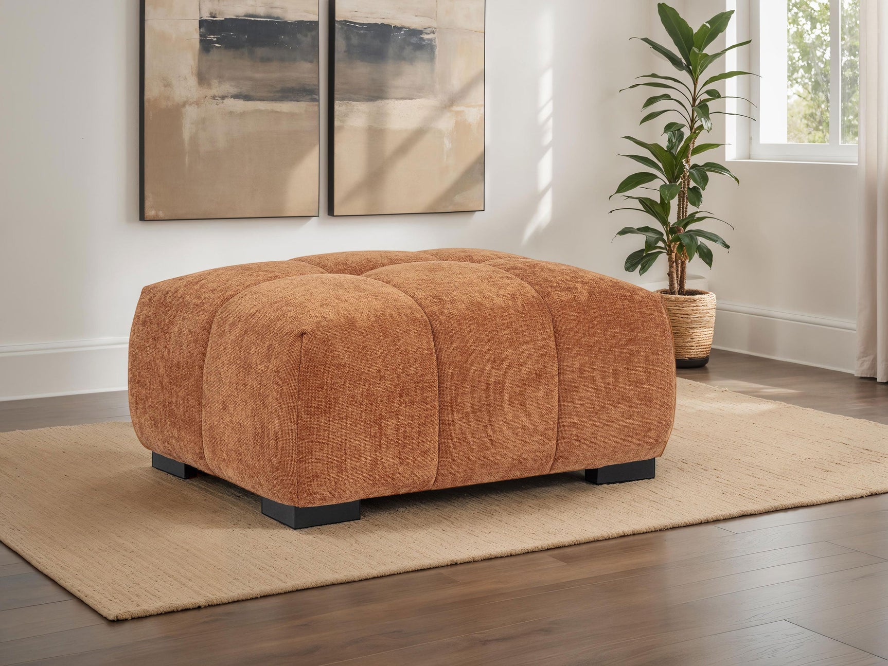 Octavia Upholstered Rectangular Ottoman Orange - Tampa Furniture Outlet