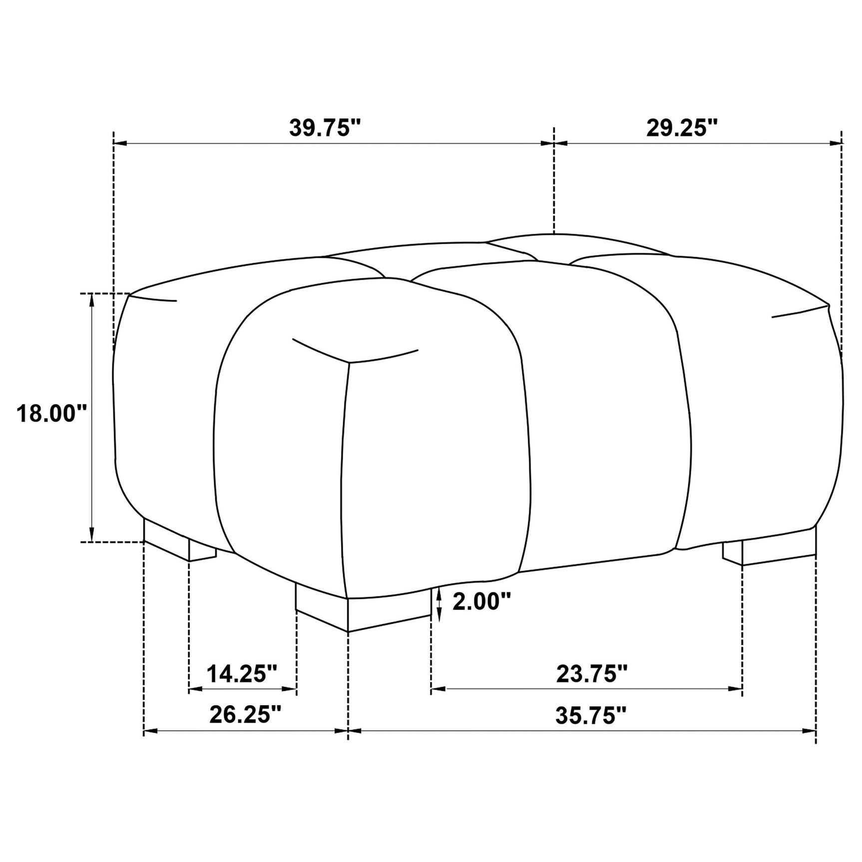 Octavia Upholstered Rectangular Ottoman Orange - Tampa Furniture Outlet