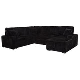 Devonshire Sleeper Sectional Sofa Storage Chaise Black - Tampa Furniture Outlet