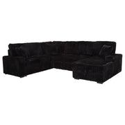 Devonshire Sleeper Sectional Sofa Storage Chaise Black - Tampa Furniture Outlet