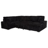 Devonshire Sleeper Sectional Sofa Storage Chaise Black - Tampa Furniture Outlet