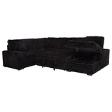 Devonshire Sleeper Sectional Sofa Storage Chaise Black - Tampa Furniture Outlet