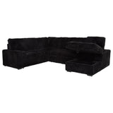 Devonshire Sleeper Sectional Sofa Storage Chaise Black - Tampa Furniture Outlet
