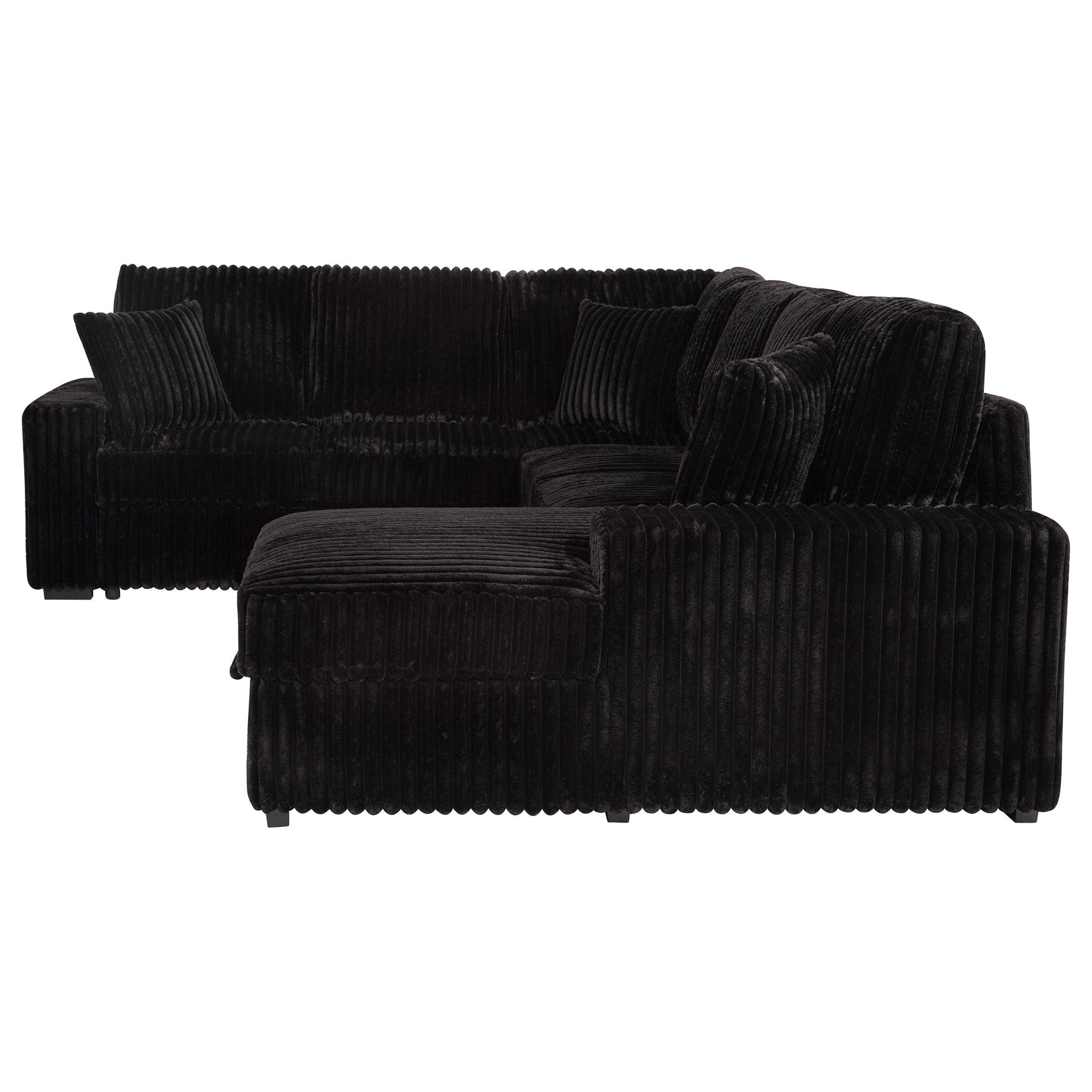 Devonshire Sleeper Sectional Sofa Storage Chaise Black - Tampa Furniture Outlet