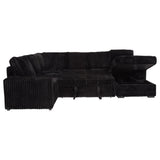 Devonshire Sleeper Sectional Sofa Storage Chaise Black - Tampa Furniture Outlet