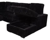 Devonshire Sleeper Sectional Sofa Storage Chaise Black - Tampa Furniture Outlet