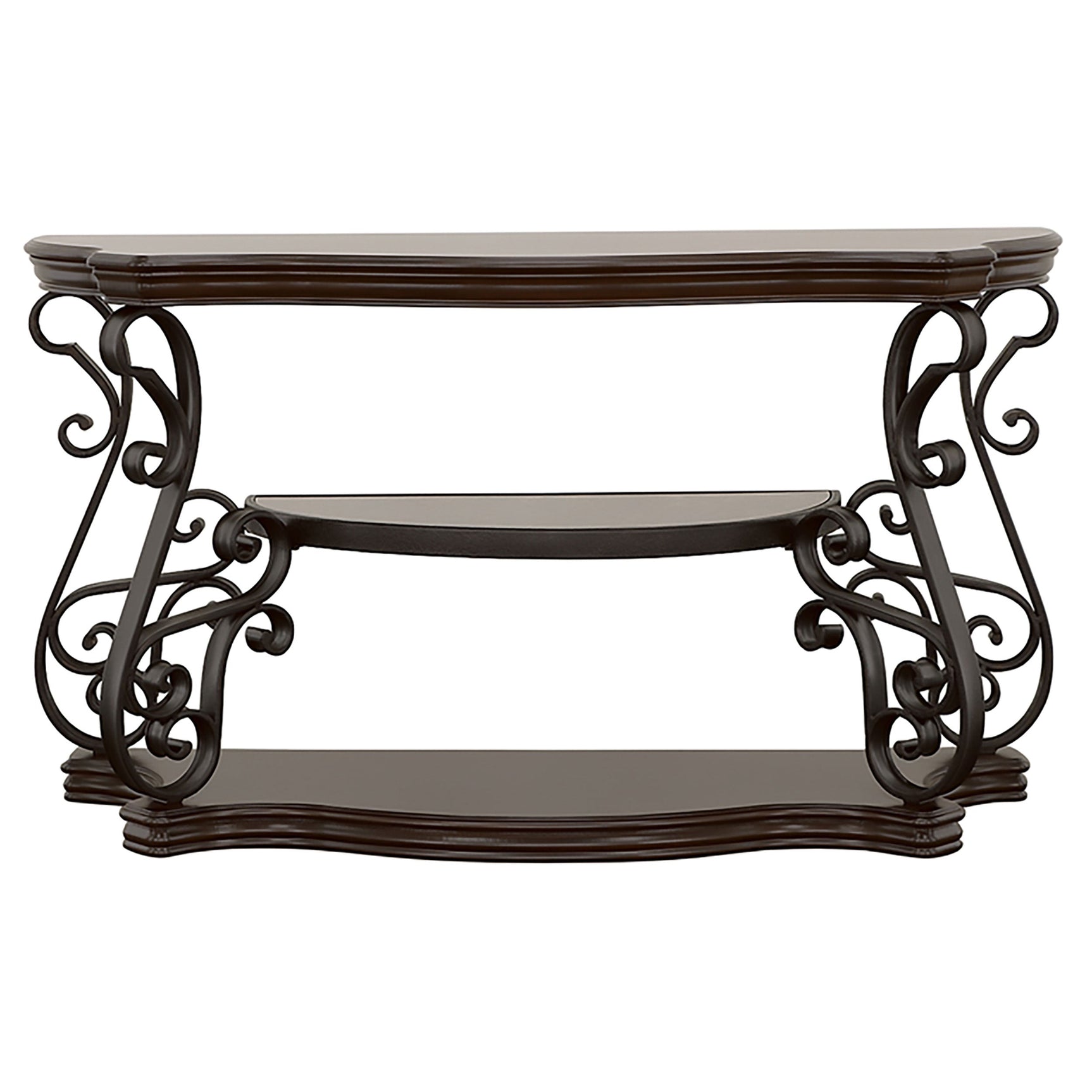 Laney Scrollwork Entryway Sofa Console Table Deep Merlot - Tampa Furniture Outlet