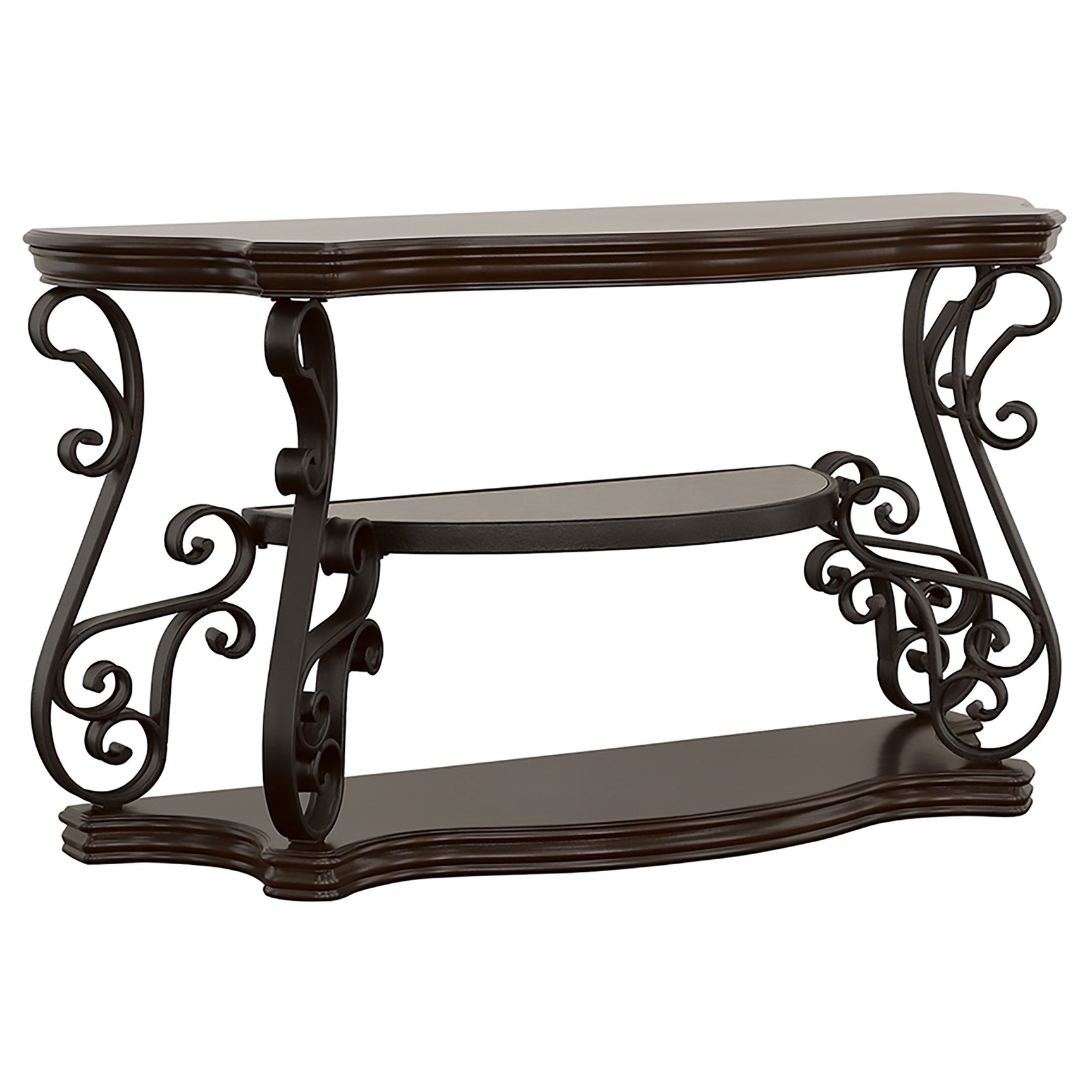 Laney Scrollwork Entryway Sofa Console Table Deep Merlot - Tampa Furniture Outlet