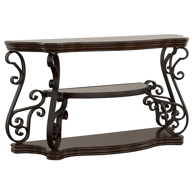 Laney Scrollwork Entryway Sofa Console Table Deep Merlot - Tampa Furniture Outlet