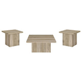 Devar 3-piece Square Coffee End Table Set Distressed Pine - Tampa Furniture Outlet