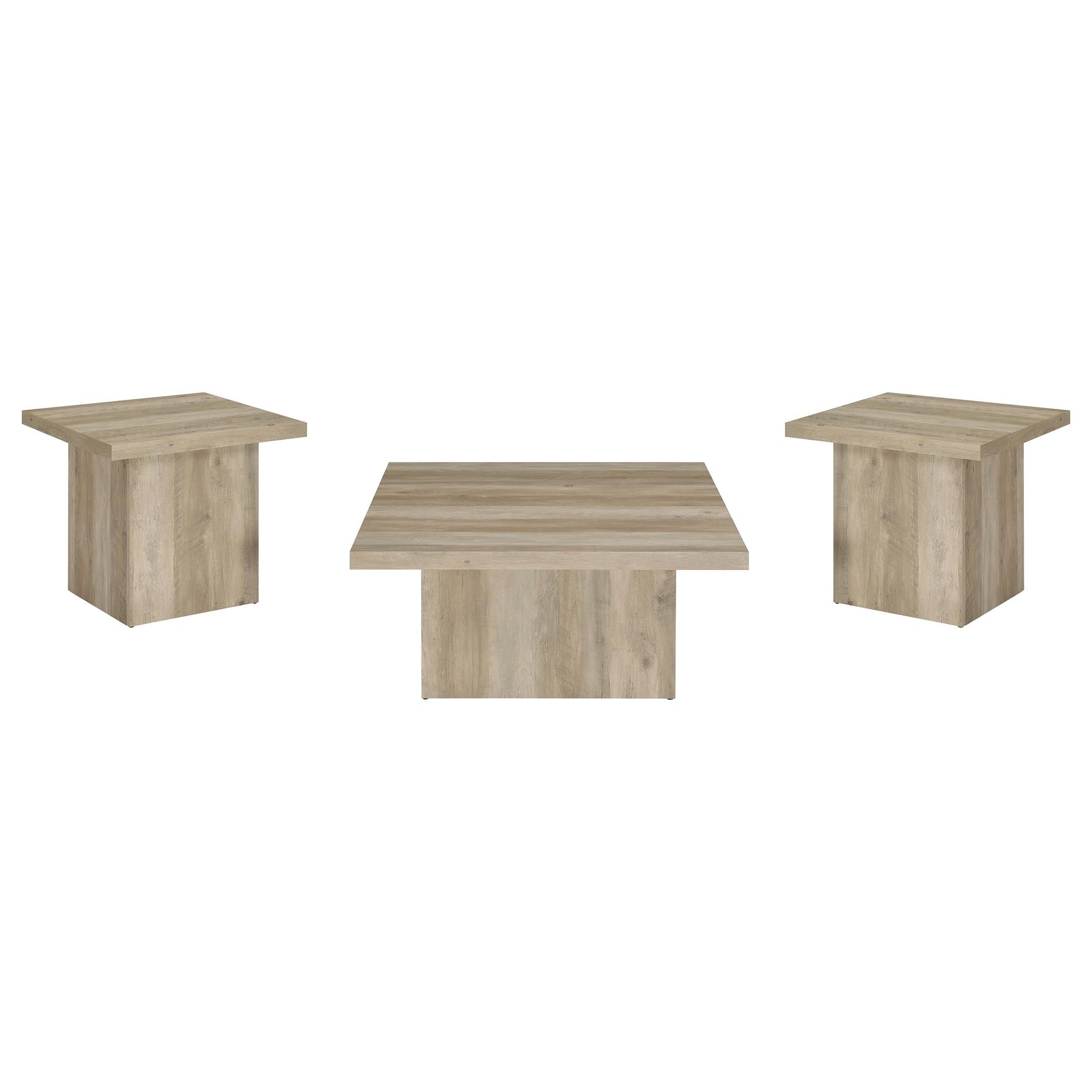 Devar 3-piece Square Coffee End Table Set Distressed Pine - Tampa Furniture Outlet
