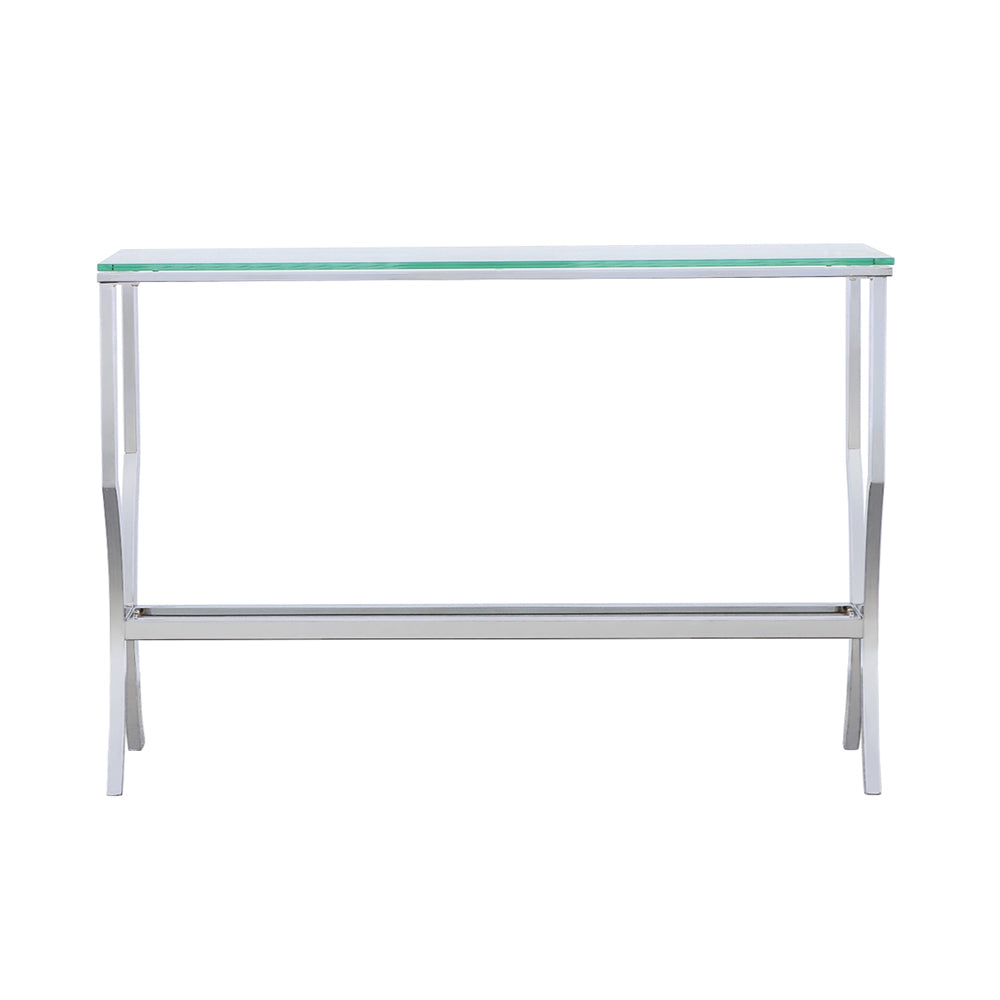 Saide Rectangular Glass Top Entryway Console Table Chrome - Tampa Furniture Outlet