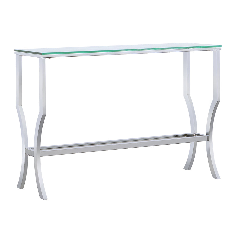 Saide Rectangular Glass Top Entryway Console Table Chrome - Tampa Furniture Outlet
