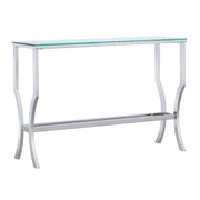 Saide Rectangular Glass Top Entryway Console Table Chrome - Tampa Furniture Outlet