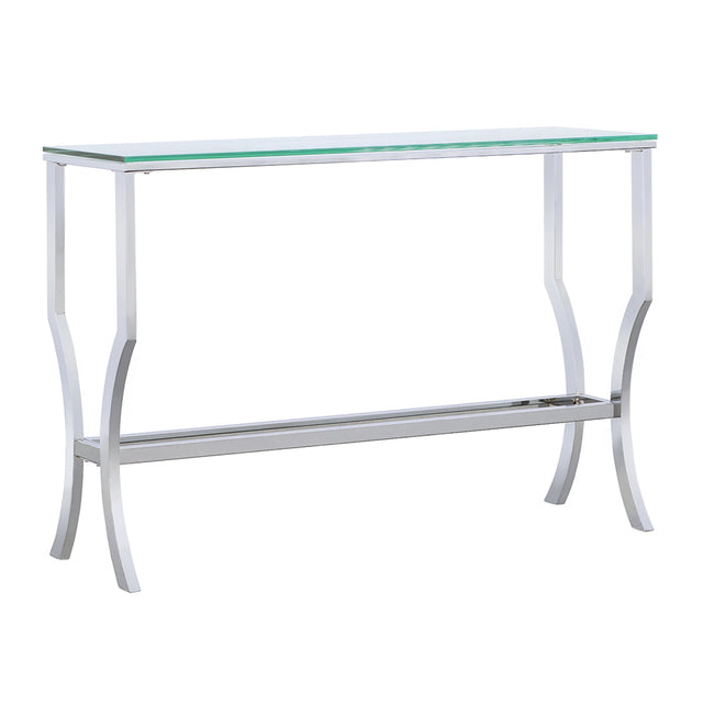 Saide Rectangular Glass Top Entryway Console Table Chrome - Tampa Furniture Outlet