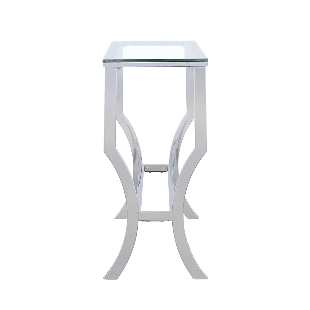 Saide Rectangular Glass Top Entryway Console Table Chrome - Tampa Furniture Outlet