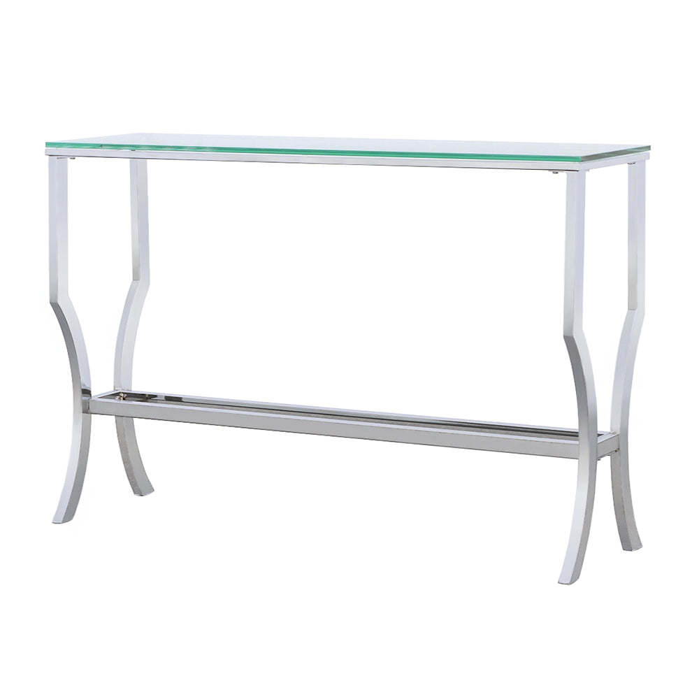 Saide Rectangular Glass Top Entryway Console Table Chrome - Tampa Furniture Outlet