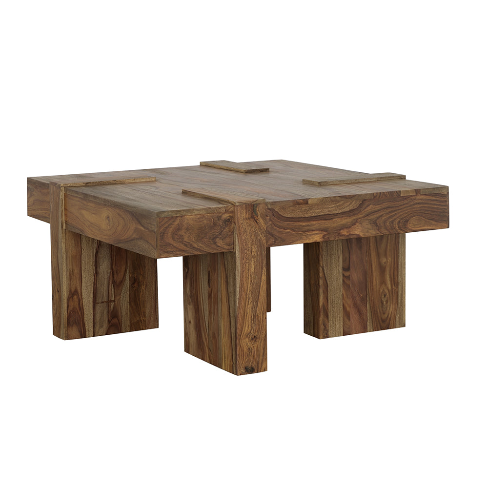 Samira Square Solid Wood Coffee Table Natural Sheesham - Tampa Furniture Outlet