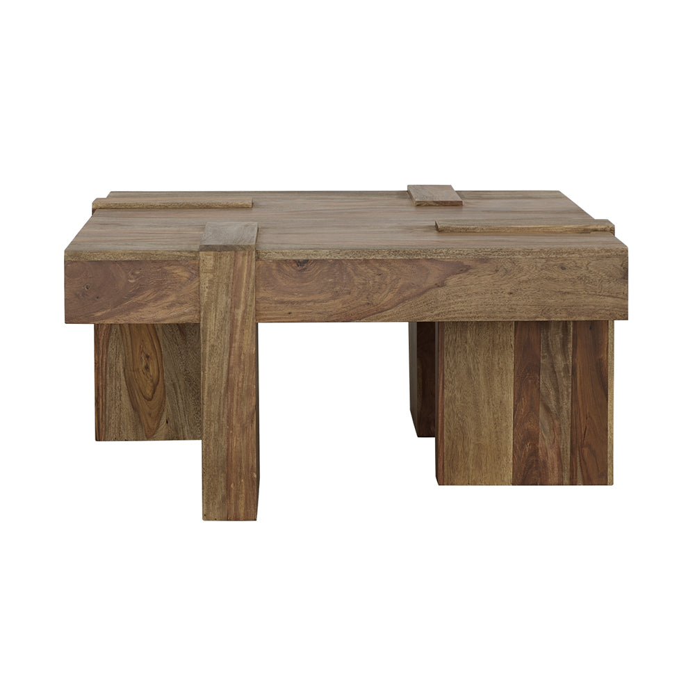 Samira Square Solid Wood Coffee Table Natural Sheesham - Tampa Furniture Outlet