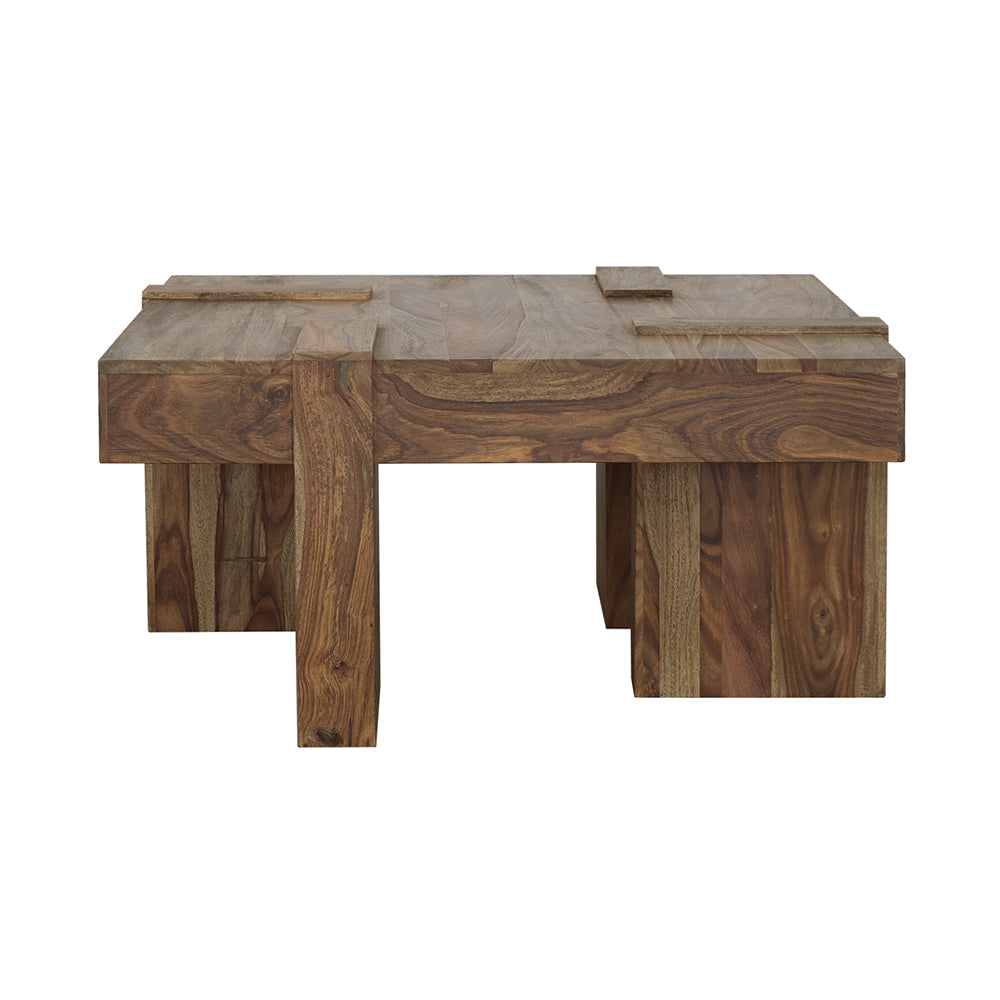 Samira Square Solid Wood Coffee Table Natural Sheesham - Tampa Furniture Outlet