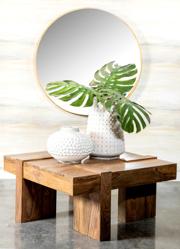 Samira Square Solid Wood Coffee Table Natural Sheesham - Tampa Furniture Outlet