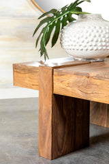 Samira Square Solid Wood Coffee Table Natural Sheesham - Tampa Furniture Outlet