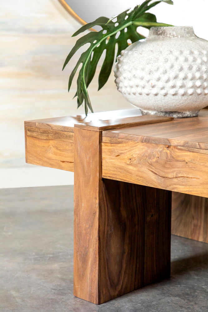 Samira Square Solid Wood Coffee Table Natural Sheesham - Tampa Furniture Outlet