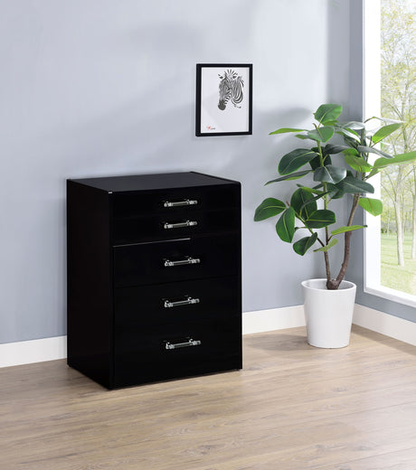 Danbury 3-drawer Makeup Vanity & Stool Set Black High Gloss - Tampa Furniture Outlet