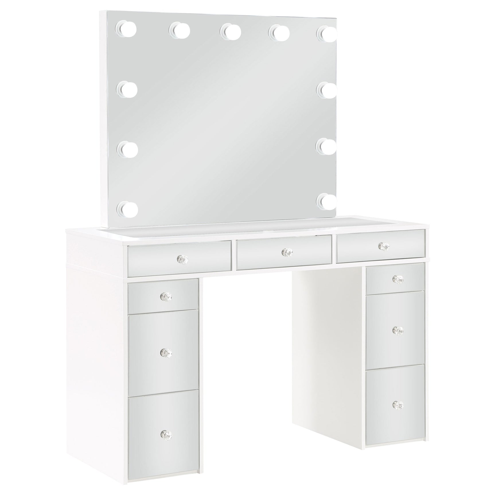 Regina Makeup Vanity Table Set with Lighting White - Tampa Furniture Outlet