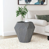 Jacinto Octagonal Solid Mango Wood Side Table Grey - Tampa Furniture Outlet