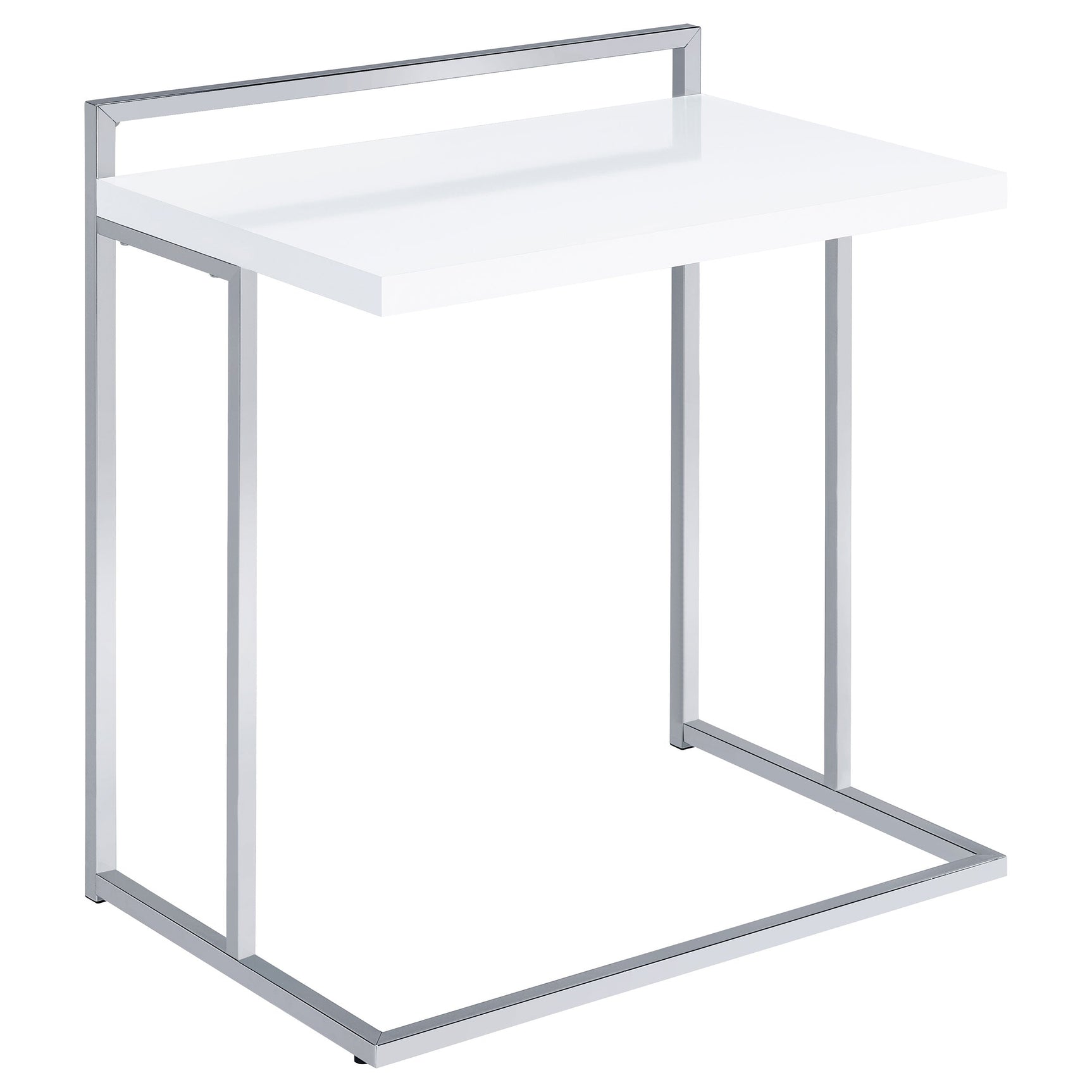 Dani Rectangular C-Shaped Sofa Side Table White High Gloss - Tampa Furniture Outlet