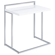 Dani Rectangular C-Shaped Sofa Side Table White High Gloss - Tampa Furniture Outlet